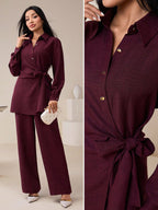 Women's Casual Solid Color Shirt & Pants