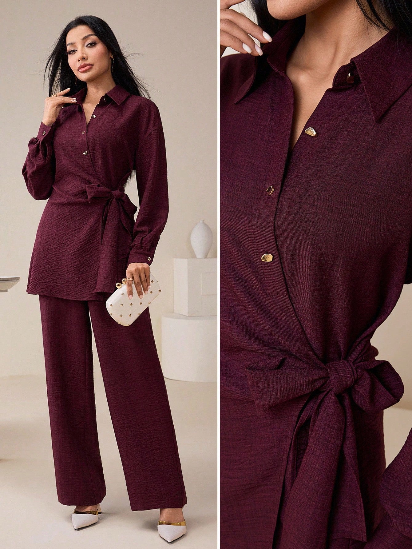 Women's Casual Solid Color Shirt & Pants