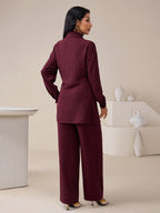 Women's Casual Solid Color Shirt & Pants