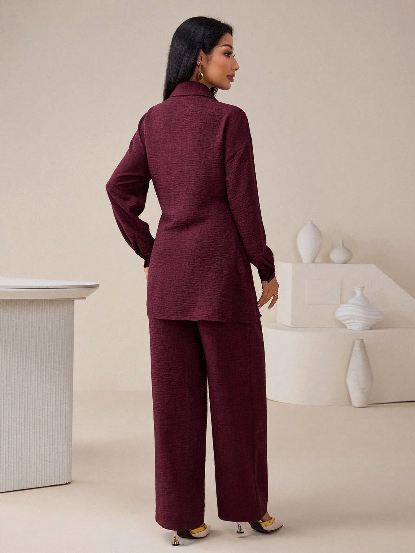 Women's Casual Solid Color Shirt & Pants