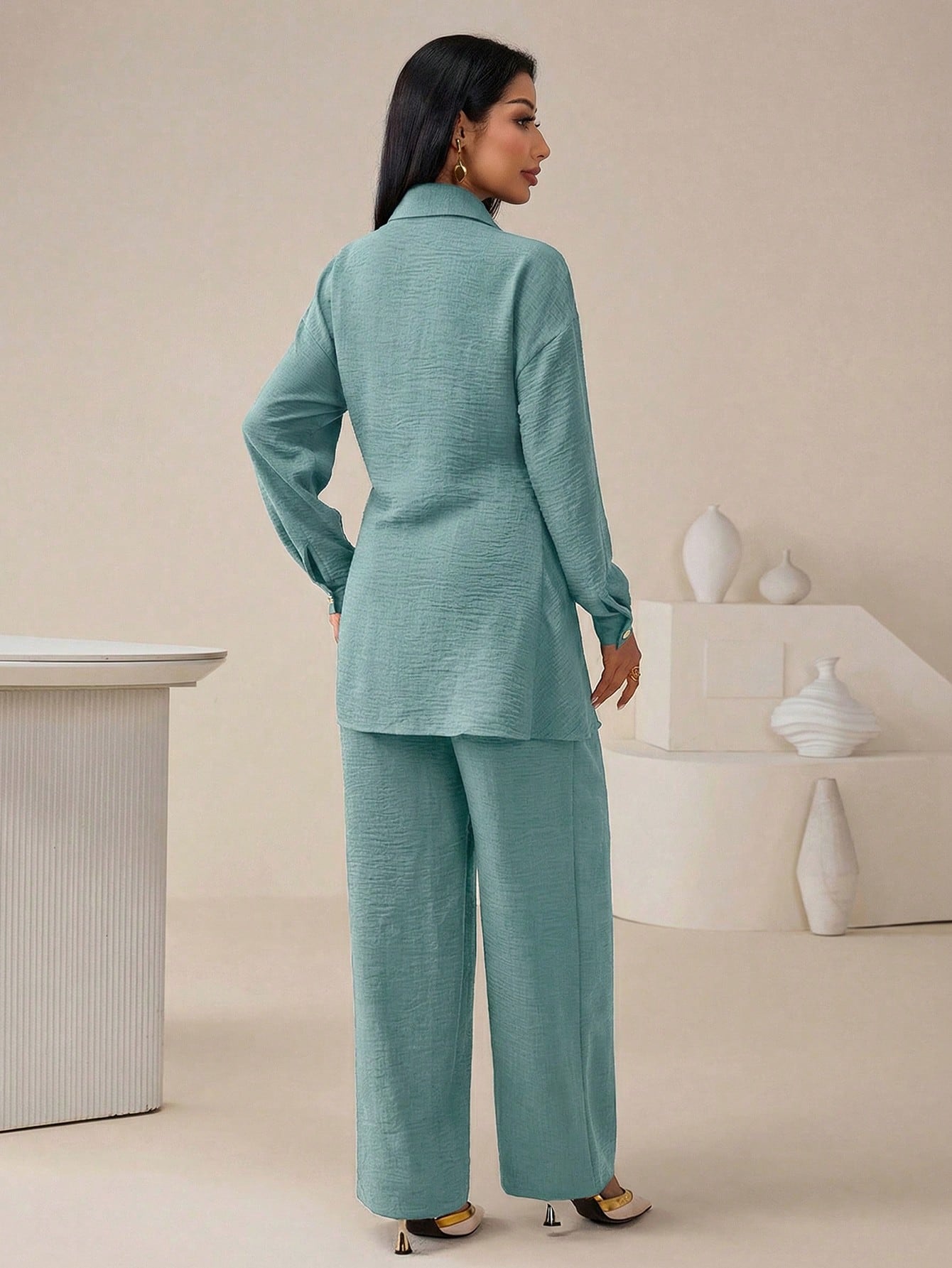 Women's Casual Solid Color Shirt & Pants