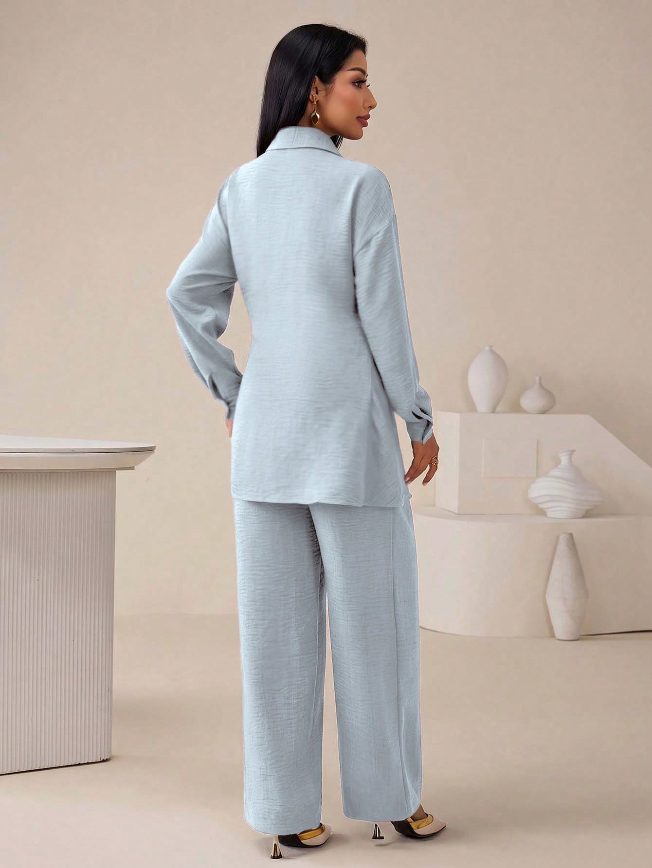 Women's Casual Solid Color Shirt & Pants