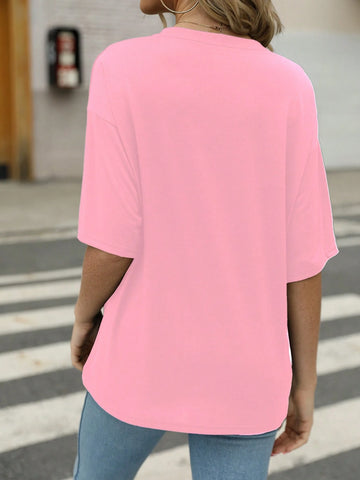 Fruit & Cherry Print Short Sleeve Round Neck Casual T-Shirt
