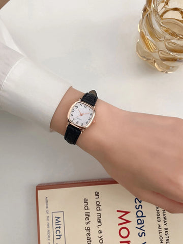 Vintage Square Pointer Quartz Watch shein