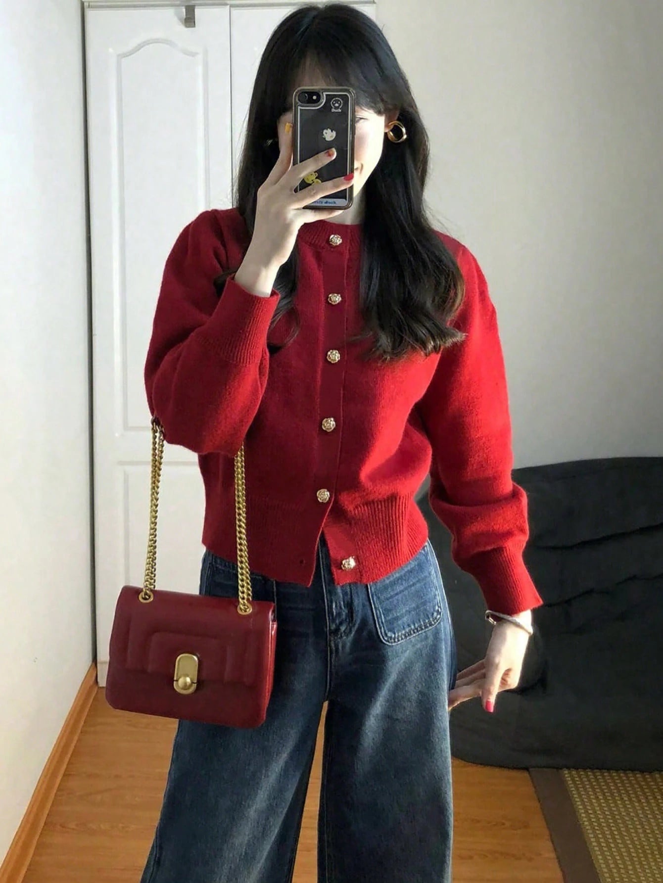 Vintage Elegant Rose Knitted Cardigan Top