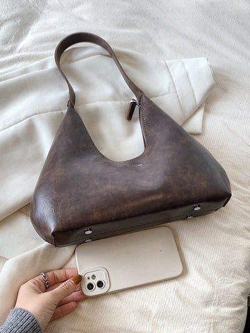 Vintage Minimalist French Style Crescent Moon Armpit Bag