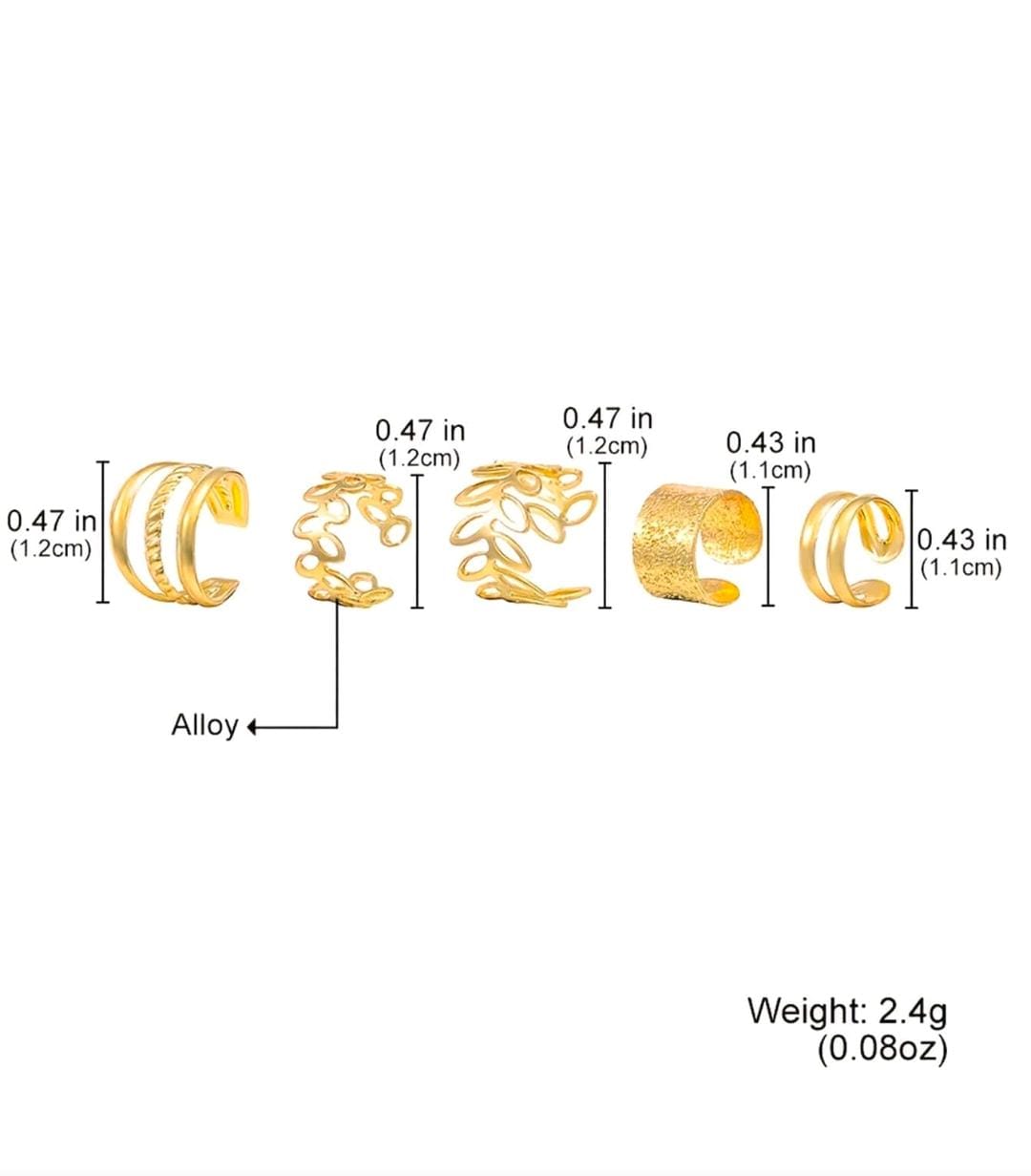 5pcs/Set Gold Advanced Bridal Clip Earrings shein