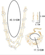 Fashion Faux Pearl Milky Way Star Design Necklace, Earrings And Bracelet shein