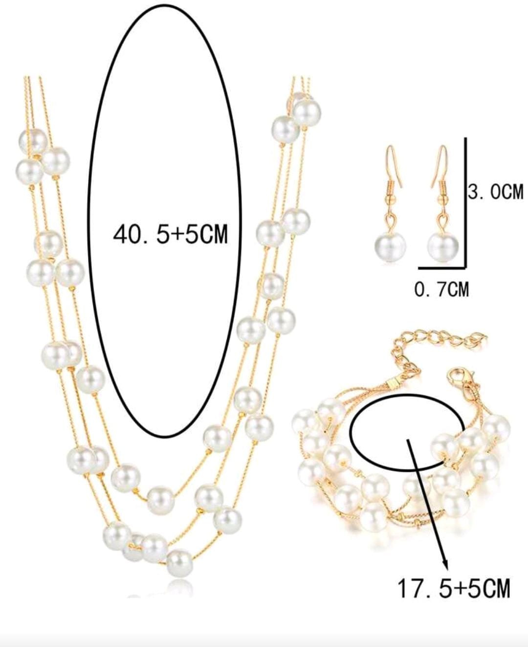 Fashion Faux Pearl Milky Way Star Design Necklace, Earrings And Bracelet shein