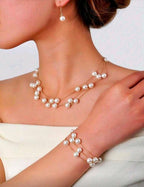 Fashion Faux Pearl Milky Way Star Design Necklace, Earrings And Bracelet shein