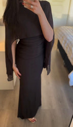 Fashionable Chestnut Color Elastic Fabric Shawl With Draped Pleated Decor Dress shein