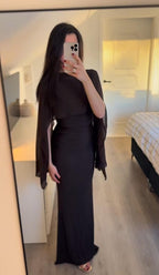 Fashionable Chestnut Color Elastic Fabric Shawl With Draped Pleated Decor Dress shein