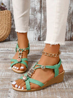 Women Rhinestone Decor Slingback Wedge Sandals shein