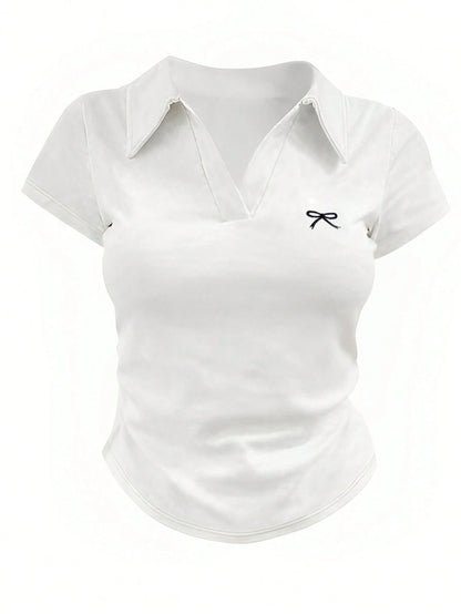 Women's Casual Color Block Ruched T-Shirt