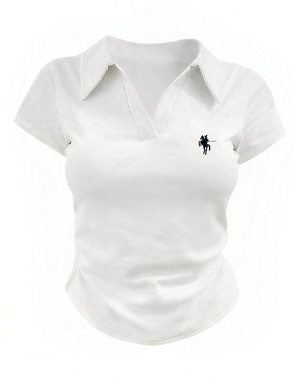 Women's Casual Color Block Ruched T-Shirt