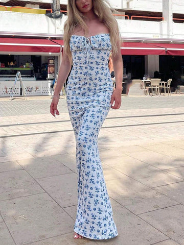Women Floral Print Bodycon Sexy Fashion Dress