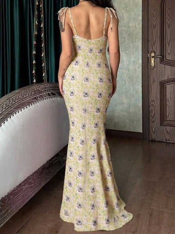 Women Floral Print Bodycon Sexy Fashion Dress