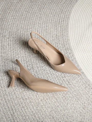 Women Point Toe Pyramid Heeled Pumps