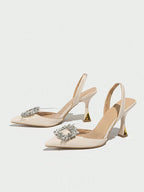 Women's Pointed Toe High Heels With Rhinestone Decoration shein