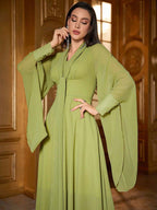 AZ Flare Sleeve Flowy Midi Dress Shein