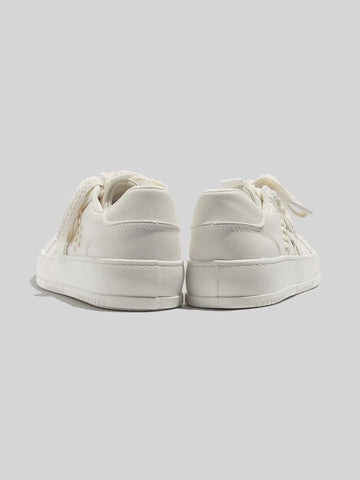 Women's Casual Sports Shoes - Spring Summer New Outdoor Fashionable Low-Top Round Toe Color Block Flat Leather Lace-Up Sneakers shein