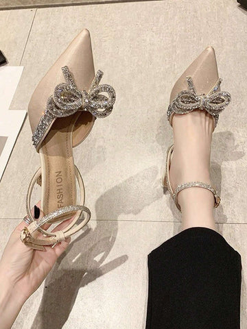 Women's Elegant High Heel Pumps With Bow Detail shein