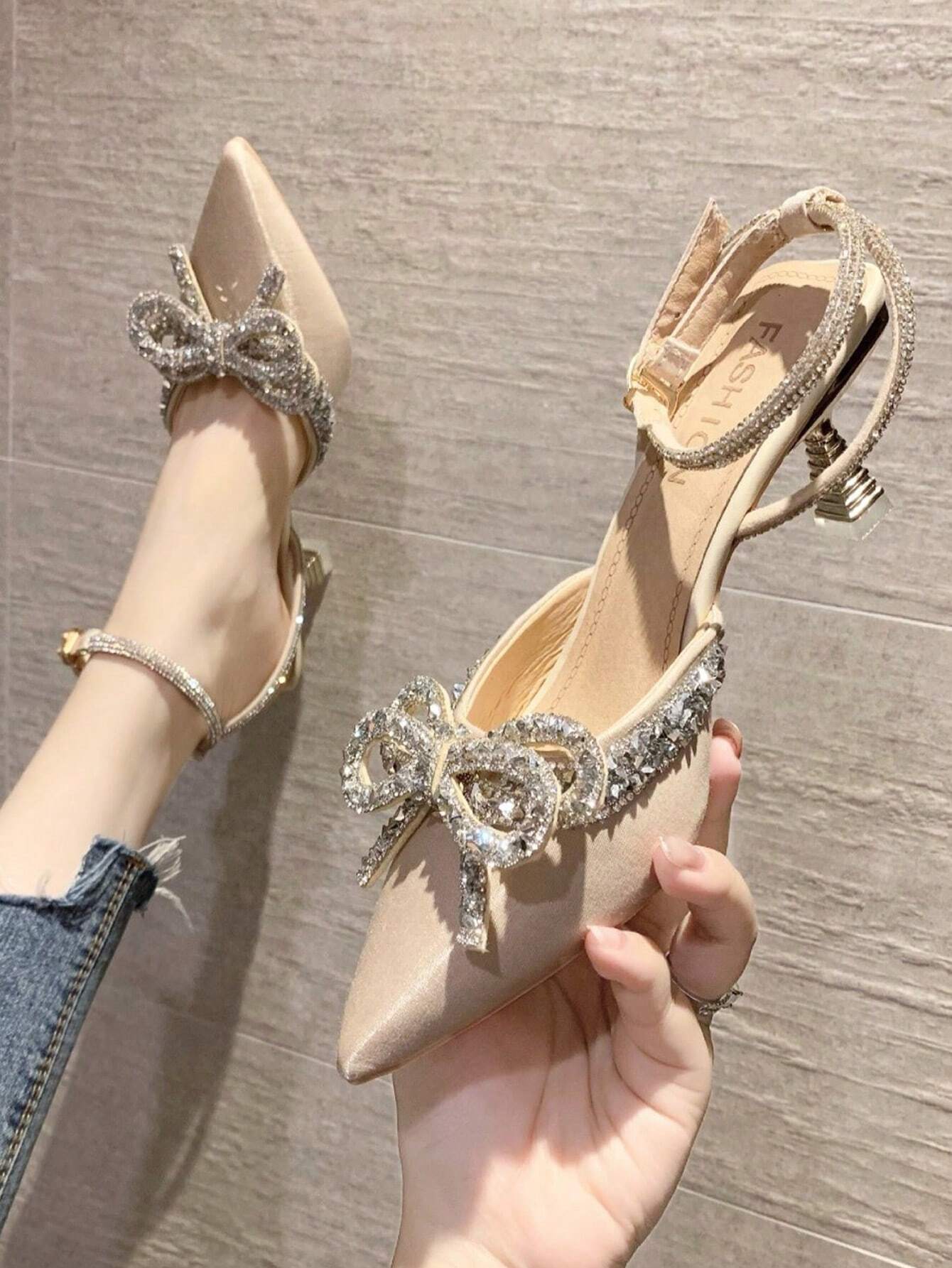 Women's Elegant High Heel Pumps With Bow Detail shein