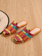 Women's Flat Sandals Color Block Slippers shein