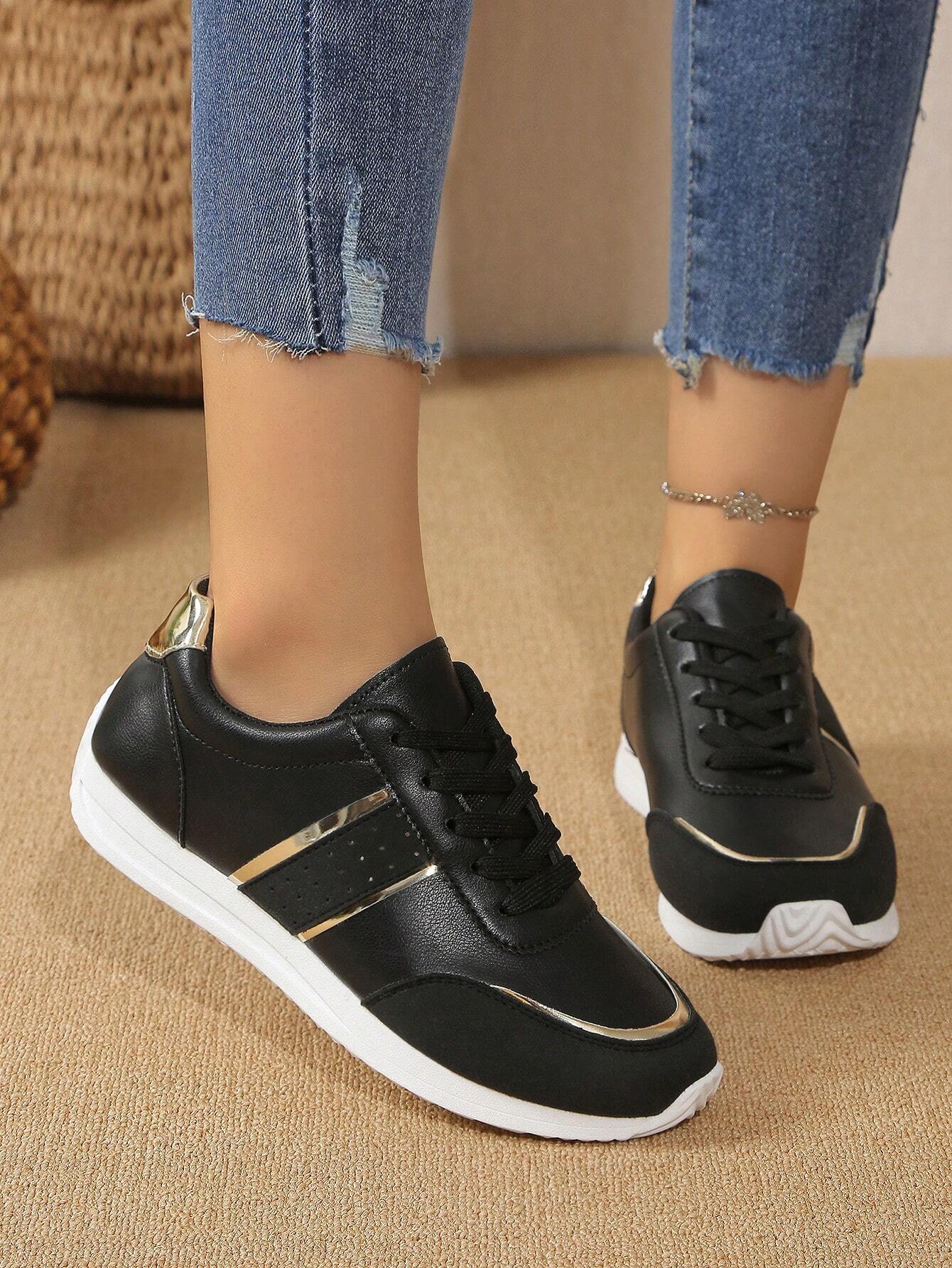 Women's Lightweight Comfortable Solid Color Korean Style Flat Sole Soft Bottom Casual Sneakers shein