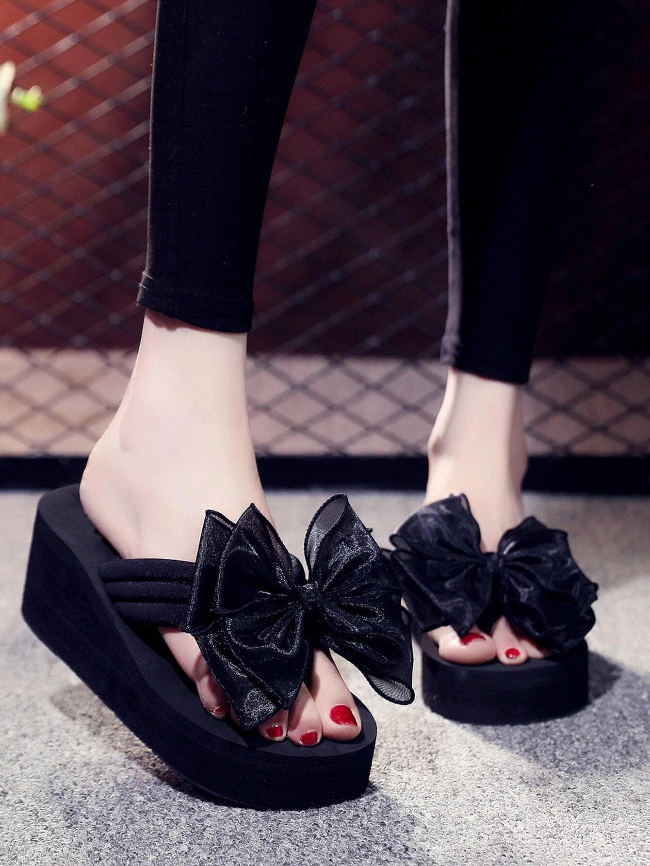 Women's Stylish Slippers With Bowknot Decoration shein