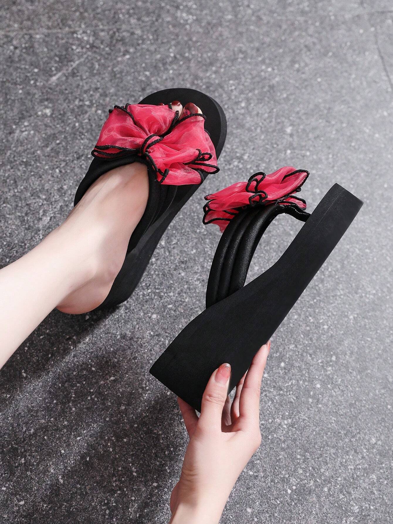 Women's Stylish Slippers With Bowknot Decoration shein