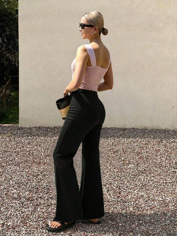 Sexy Elegant Bohemian Tropical Print Square Neck Camisole Tank Top And Plain Woven Casual Lounge Pants