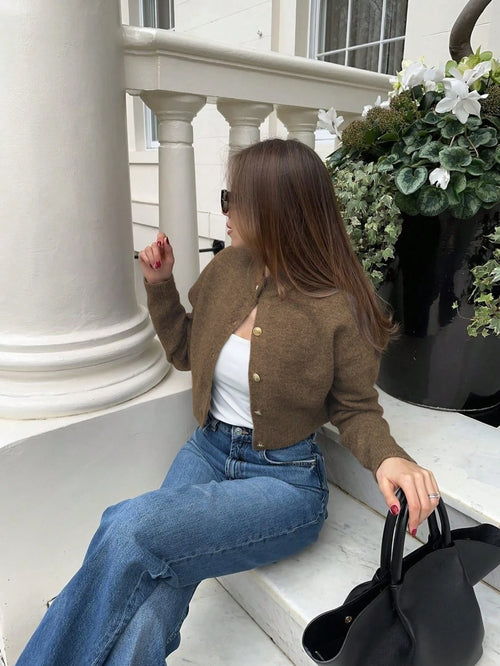 Elegant Heavyweight Knit Cardigan shein
