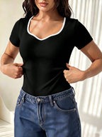 Casual Fashion Splice Short Sleeve T-Shirt shein