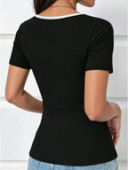 Casual Fashion Splice Short Sleeve T-Shirt shein