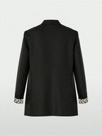 Women's Lightweight Leopard Print Casual Loose Blazer Jacket, With Contrast Color Lining