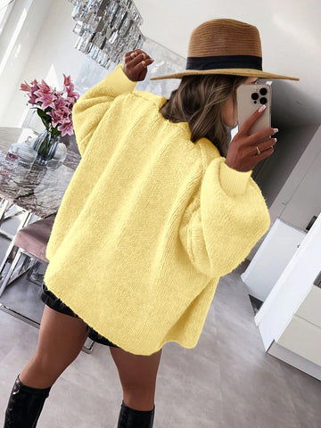 Women's Casual Loose Cream Yellow Homecoming Basic Cardigan Sweater
