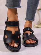 Women's Comfortable Open Toe Thick Sole Flat Sandals shein