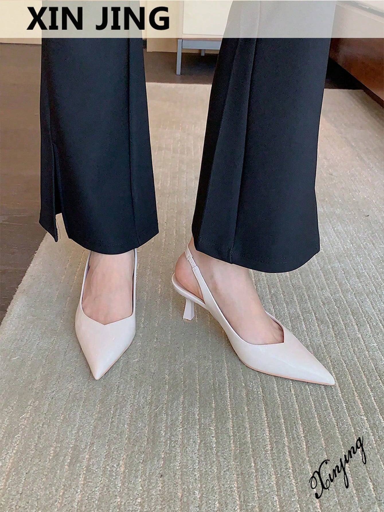 Women Point Toe Pyramid Heeled Pumps shein