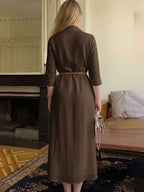 Women's Elegant Shirt Collar Long Sleeve Dress shein