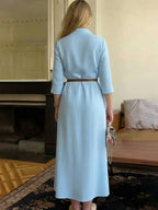 Women's Elegant Shirt Collar Long Sleeve Dress shein