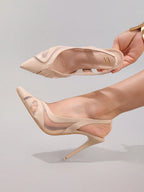 Women's Lace Patchwork High Heel Sandals shein