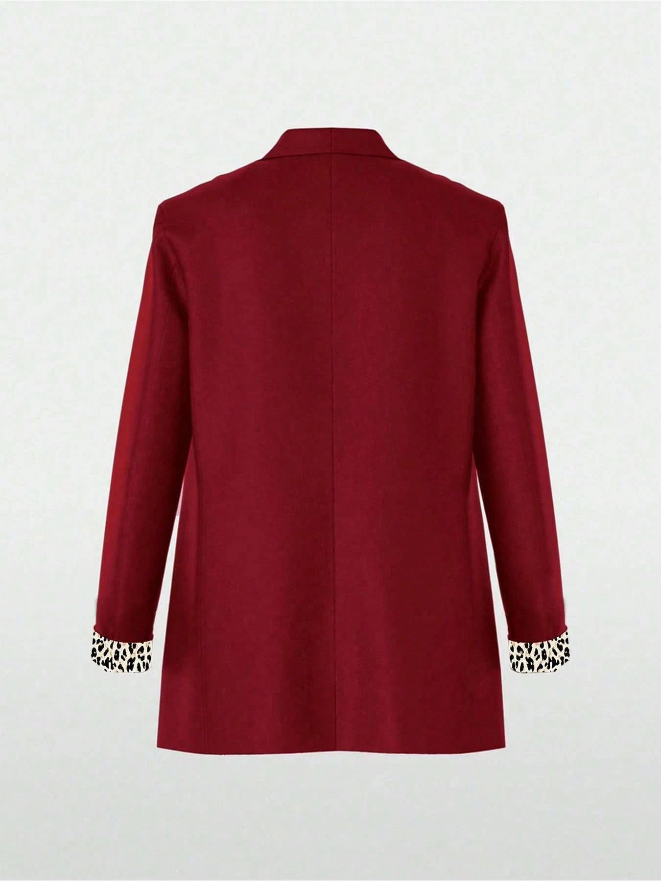 Women's Lightweight Leopard Print Casual Loose Blazer Jacket, With Contrast Color Lining