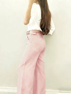 Women's Minimalist Design Flared Leg Casual Trousers shein