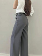 Women's Minimalist Design Flared Leg Casual Trousers shein