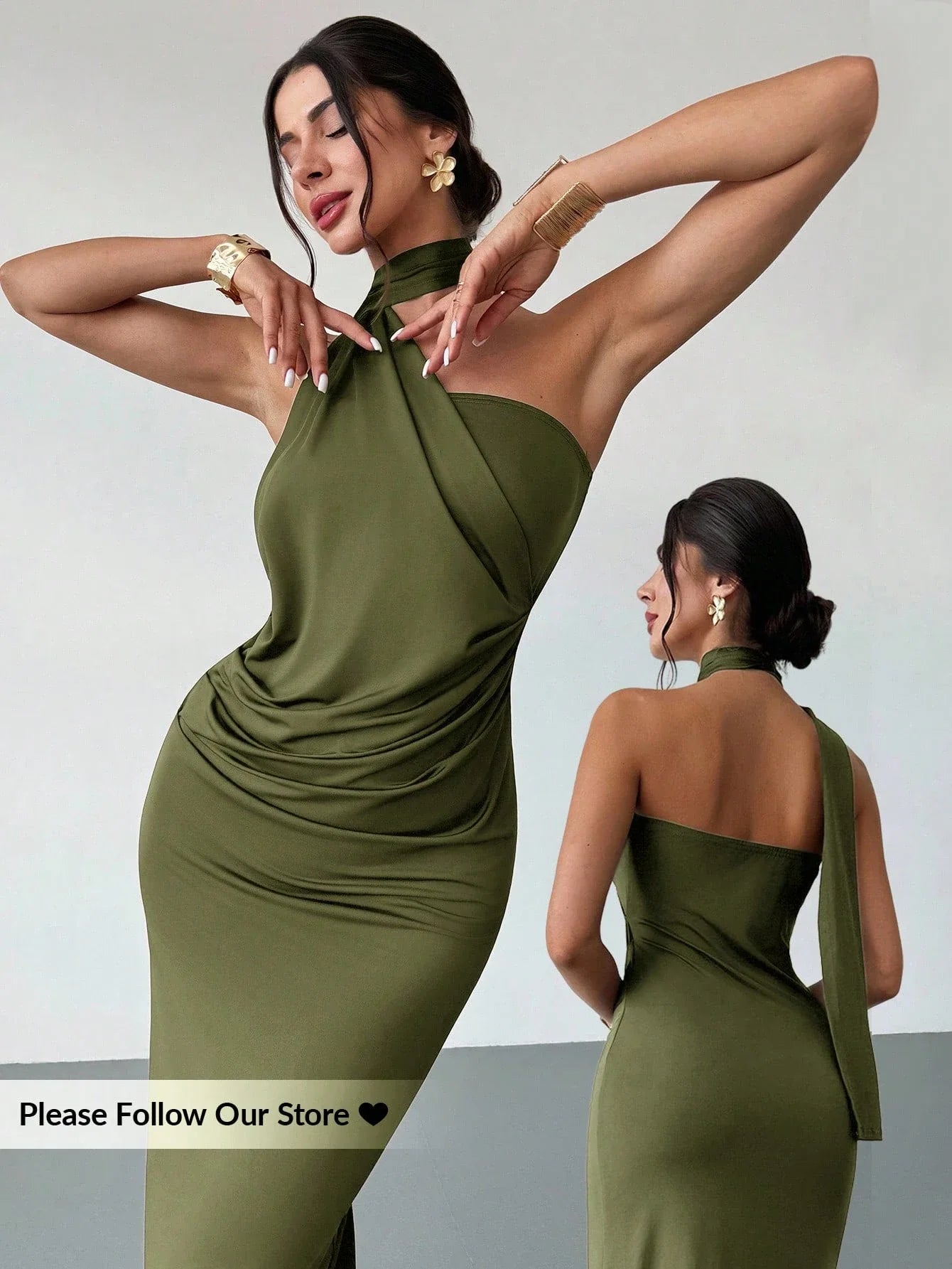 Asymmetrical Flare Sleeve Loose Dress shein