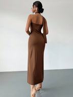 Asymmetrical Flare Sleeve Loose Dress shein