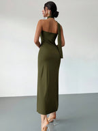 Asymmetrical Flare Sleeve Loose Dress shein