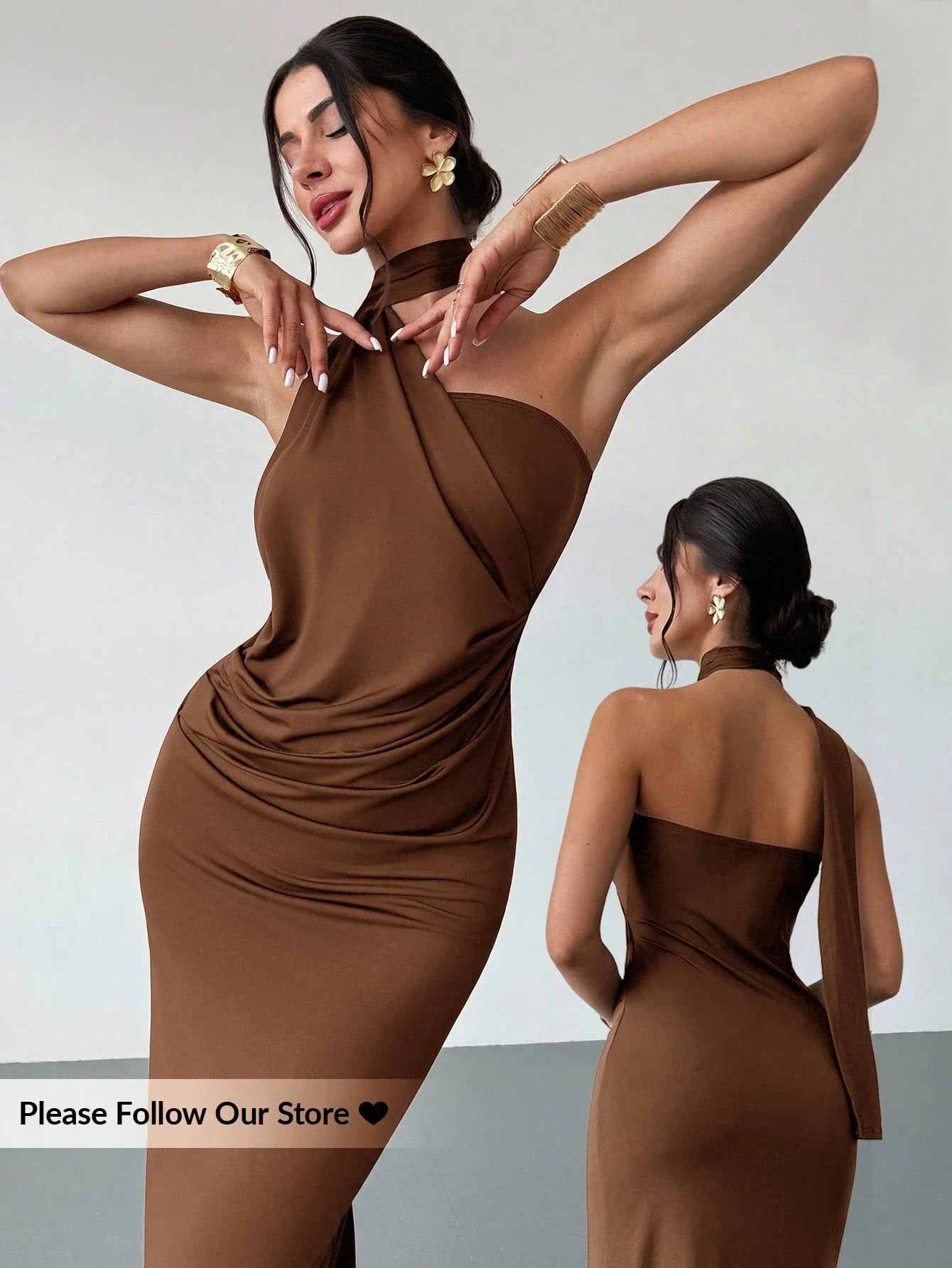 Asymmetrical Flare Sleeve Loose Dress shein