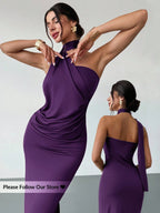 Asymmetrical Flare Sleeve Loose Dress shein